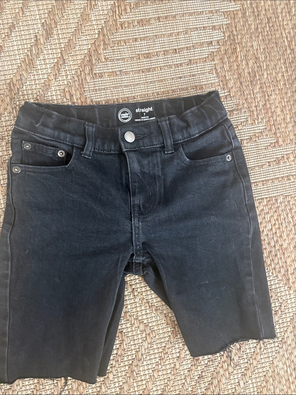 wonder nation Black Straight Jeans Shorts for Kids